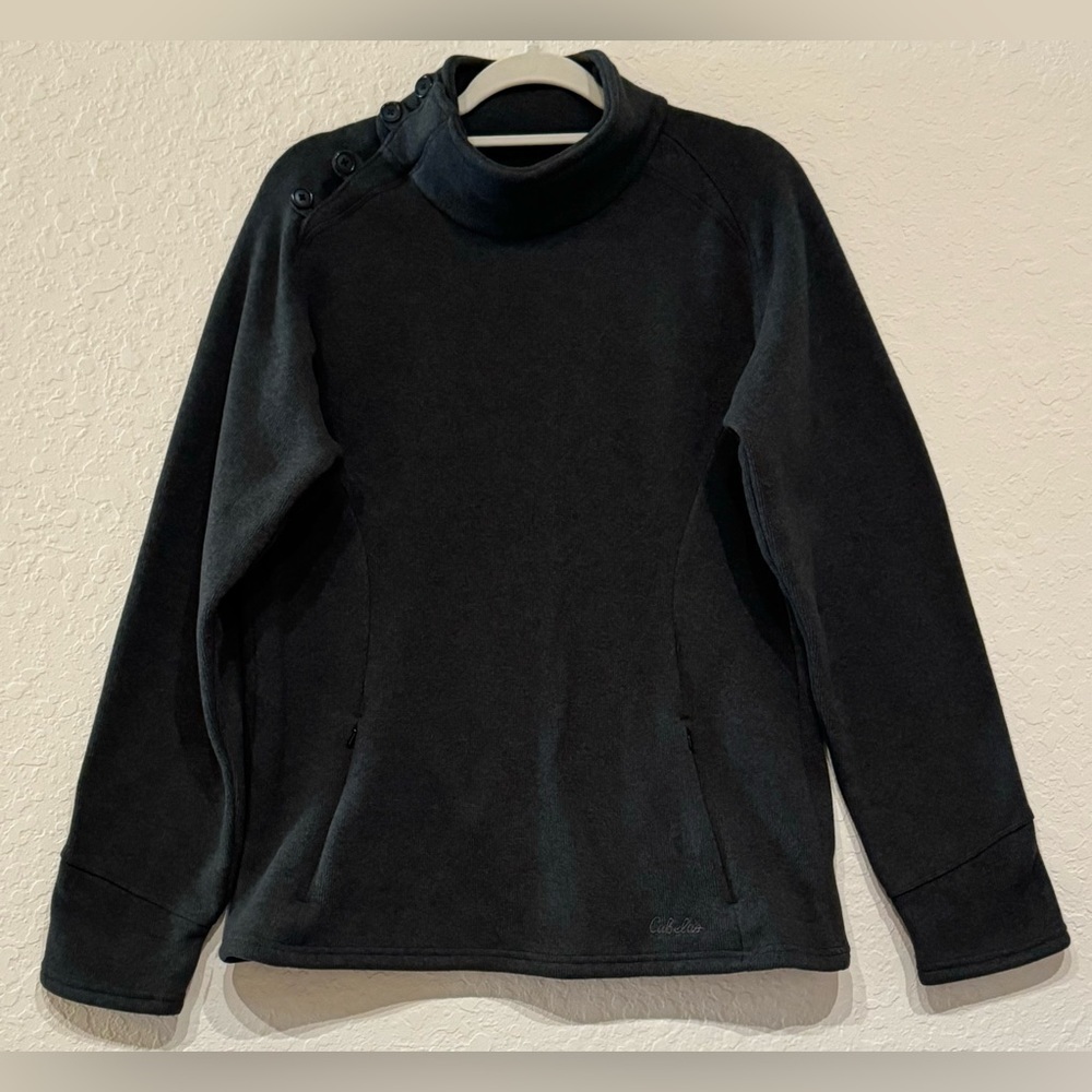 Cabela’s Women’s Long Sleeve Mock Neck Sweater Button Detail On Shoulder Size XL